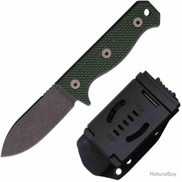 Couteau Bushcraft Survie Maratac R4A Manche Micarta Green Lame Drop Point Acier D2 Etui Kydex MAR119