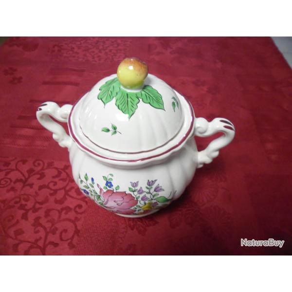 SUCRIER FAIENCE LUNEVILLE "REVERBERE" TULIPE COMME NEUF