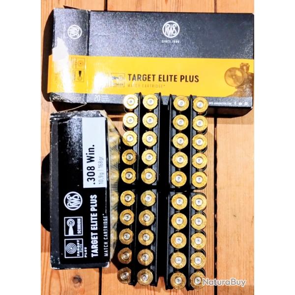 LOT 40 Douilles .308 win RWS match  - une fois tire