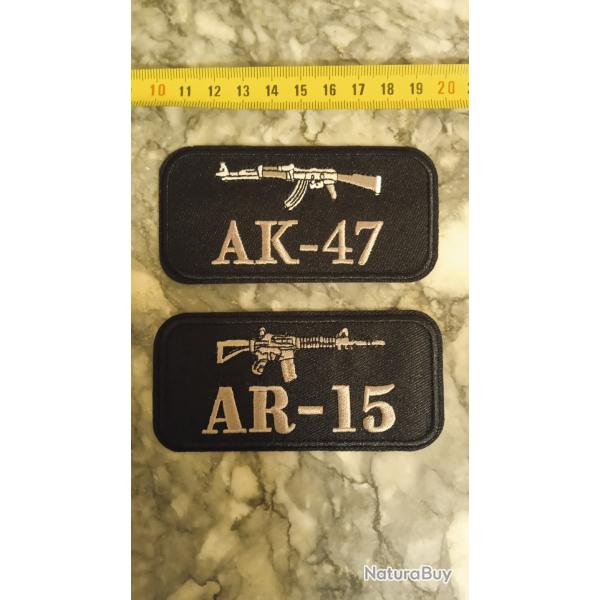 Lot de deux patchs thermocollants AK47 et AR15 neufs airsoft tir armes LIVRAISON GRATUITE