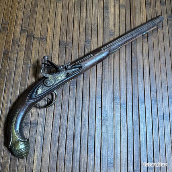 PISTOLET D'AR�ON A SILEX FABRICATION ITALIENNE POUR L'ORIENT OTTOMAN XVlll �me