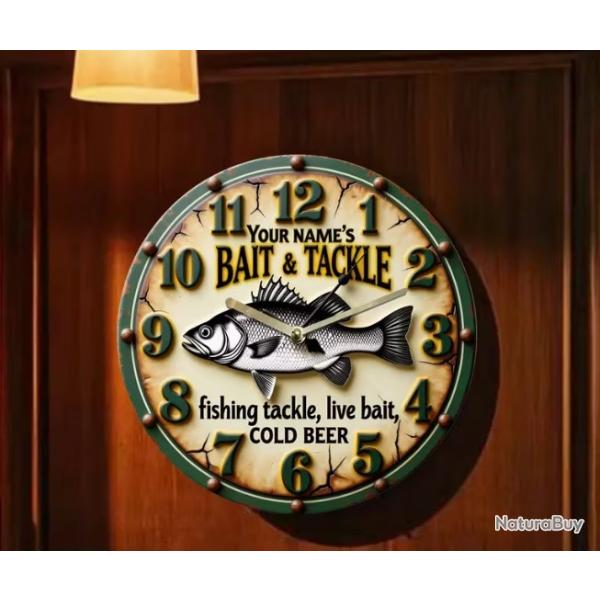 HORLOGE PECHEUR C'EST L'HEURE DE LA PECHE !