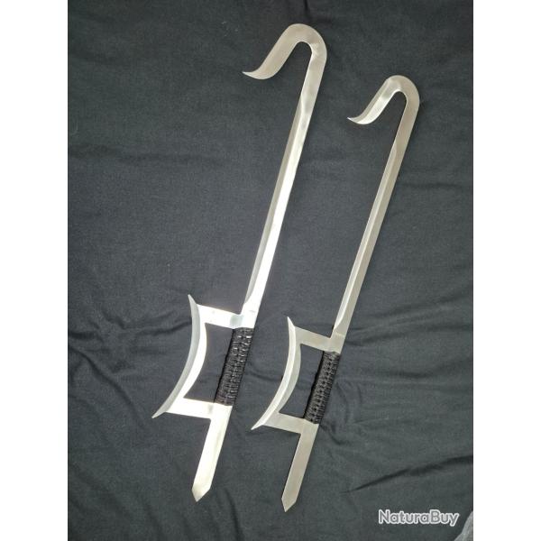Paire de sabres chinois - Hook Swords / Shuang Gou - acier inox tranchant