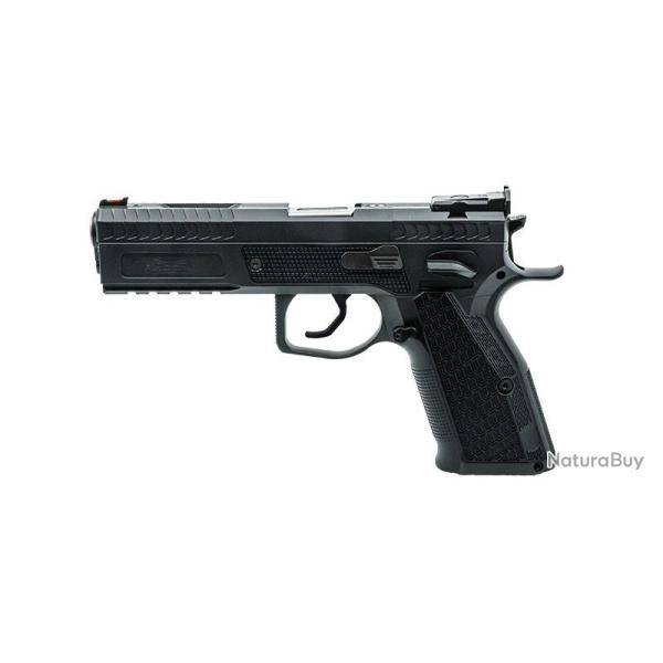 Pistolet Phoenix Drake Standard Acier/Acier SA Noir guidon FO rouge 9x19