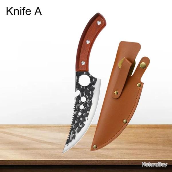 Couteau Pro Chasse Cuisine Chef  Forge Main Martele-A