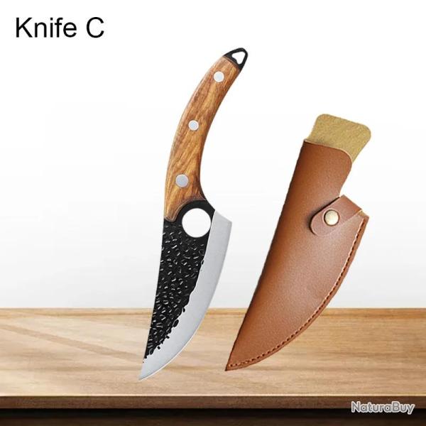 Couteau Pro Chasse Cuisine Chef  Forge Main Martele-C