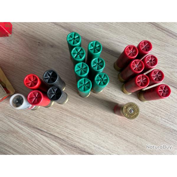 Lot de cartouches chasses (cal 16 sans boite, cal 12 bote complte) voir photos photos