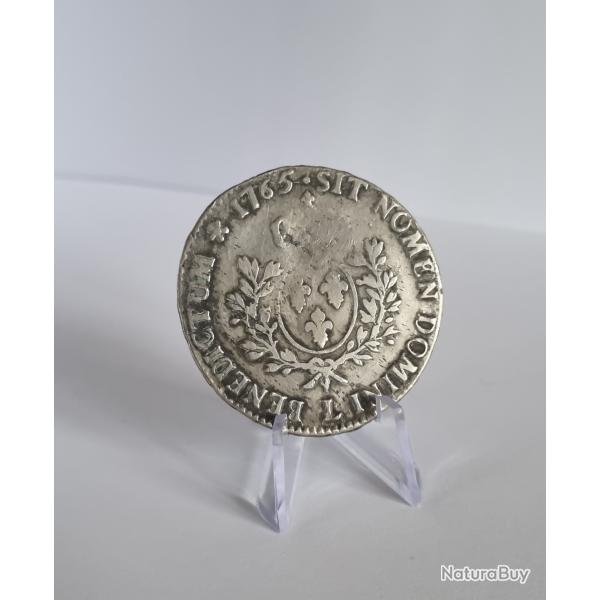 Ecu Argent 1765 L Louis XV ( 15 ) Au Bandeau Argent Bayonne , XVIII�me Si�cle , 18�me