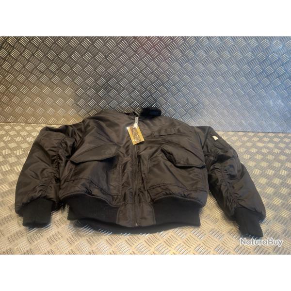 veste bombers mil-tec cwu col en fourrure noir neuf taille xxl