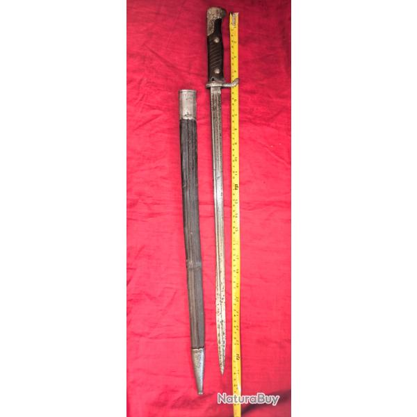 Baonnette longue 65cm , s 1898 C.G. HAENEL SUHL ( saxe) avec fourreau cuir du 109 R badois