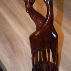 Sculpture en Bois Couple de Girafes