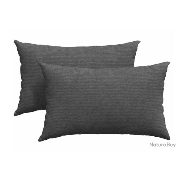 Coussins canap� velours c�tel� gris fonc� 50x30 cm housses amovibles