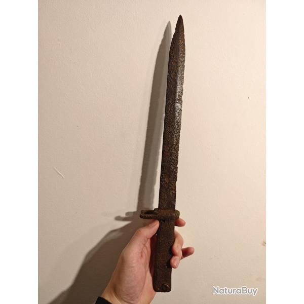 Baonnette Ersatz FULL METAL WWI- Tout acier - Brut de fouille stabilis - RARE 1917-1918
