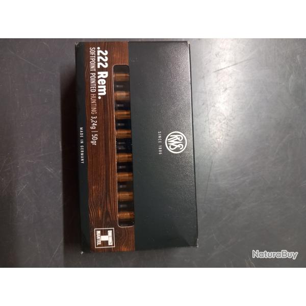 Boite cartouche 222 RWS 20 CARTOUCHES