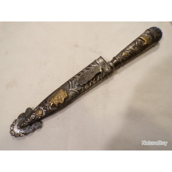 Trs beau couteau de gaucho Argentin en mtal argent