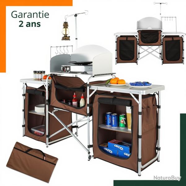 Cuisine de camping pliable avec 2 armoires et sac de rangement - Garantie 2 ans - Livraison rapide