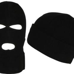 Bonnet Cagoule Noire Trois Trous en Laine Douce et Chaude Ryder Taille unique Noir