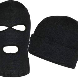 Bonnet Cagoule Gris Fonc&eacute; Trois Trous en Laine Douce et Chaude Ryder Taille unique Gris