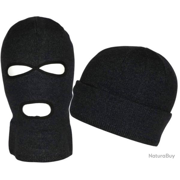 Bonnet Cagoule Gris Fonc� Trois Trous en Laine Douce et Chaude Ryder Taille unique Gris