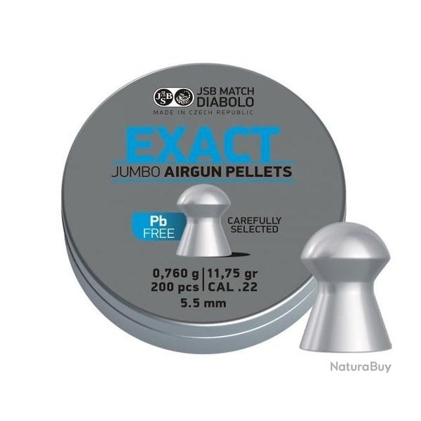 Plombs air comprim� JSB cal.5.5  jumbo exact lead free 11.75gr 0.760g par 1000 (5 boites de 200)