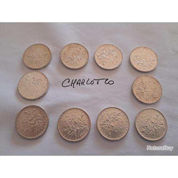 10 x 5 francs semeuse argent
