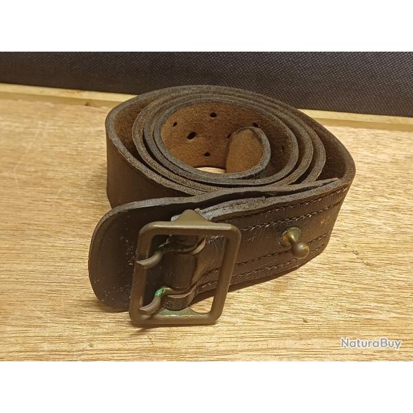 Authentique ceinturon militaire cuir noir de type SAM BROWN BELT - gendarmerie