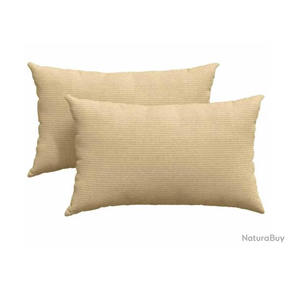 Coussins canap� velours c�tel� vert gris 50x30 cm lot 2