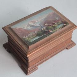 Boite bois peint paysage Interlaken Alpes Suisse