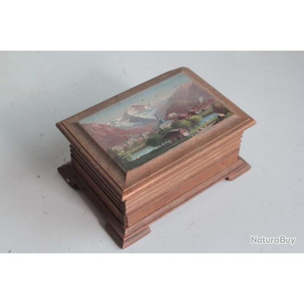 Boite bois peint paysage Interlaken Alpes Suisse