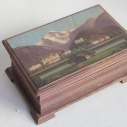 Boite bois peint paysage Interlaken Alpes Suisse
