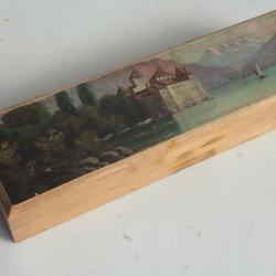 Boîte Plumier bois peint Château de Chillon Suisse