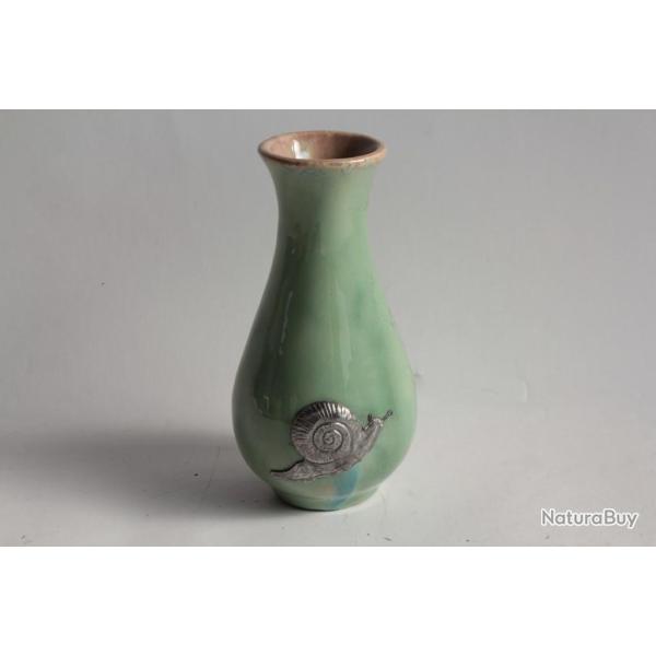 Vase cramique et tain Escargot Mougin Art Nouveau