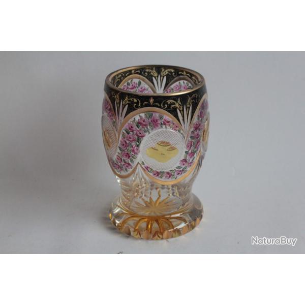 Gobelet cristal taill maill Fleurs Bohme