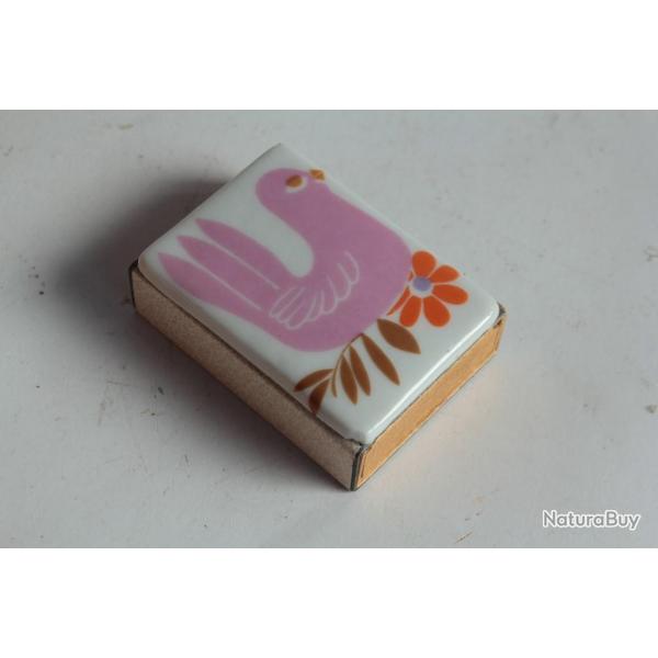 �tui Boite d'allumettes porcelaine Oiseau 1960 vintage