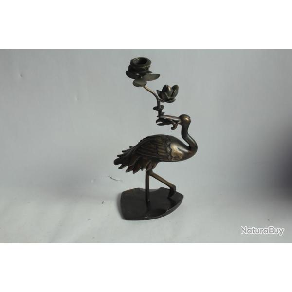 Bougeoir Grue bronze Japon