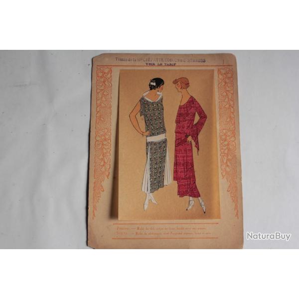 Estampe Pochoir Mode robe Maison Cr�patte & Strauss 1930 Art D�co