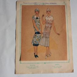Estampe Pochoir Mode robe Maison Crépatte & Strauss 1930 Art Déco