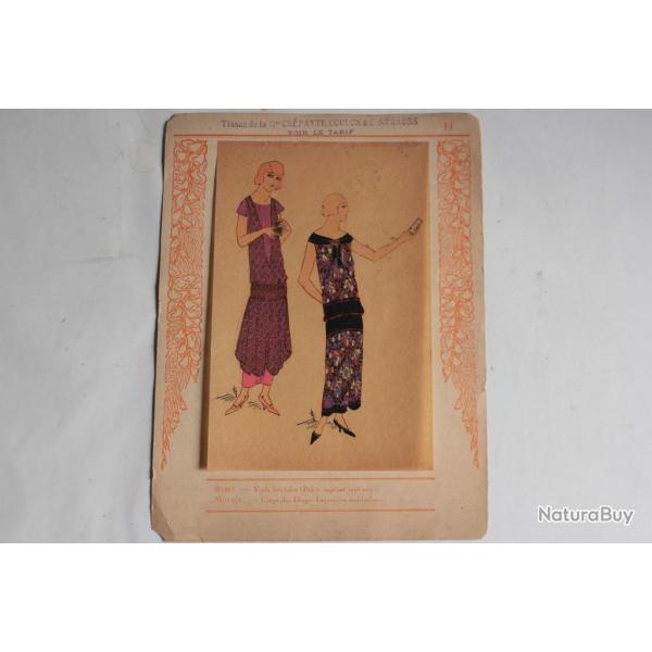Estampe Pochoir Mode robe Maison Cr�patte & Strauss 1930 Art D�co