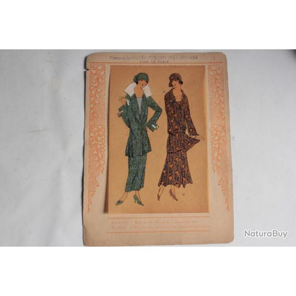 Estampe Pochoir Mode robe Maison Cr�patte & Strauss 1930 Art D�co