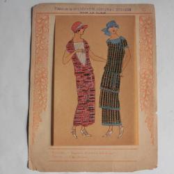 Estampe Pochoir sur claque Mode robe Maison Crépatte & Strauss 1930