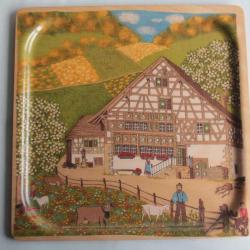 Plateau vintage mélamine Chalet Suisse Fisba Stoffels Platex
