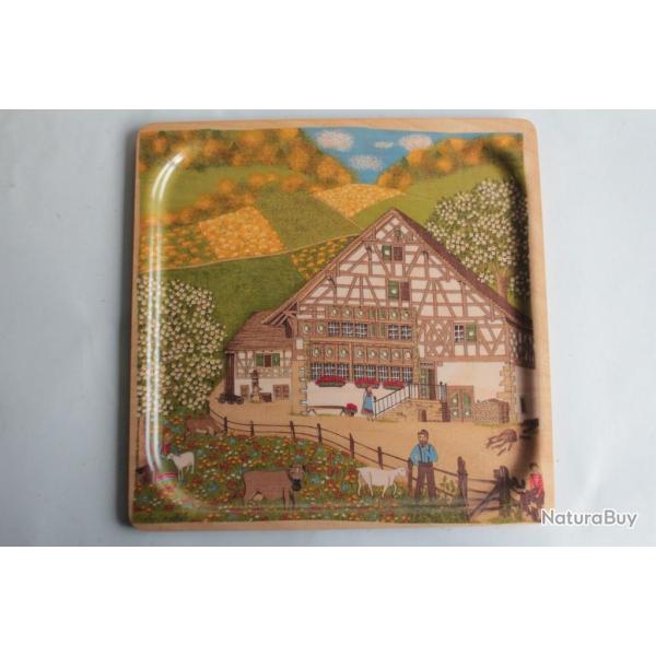 Plateau vintage m�lamine Chalet Suisse Fisba Stoffels Platex