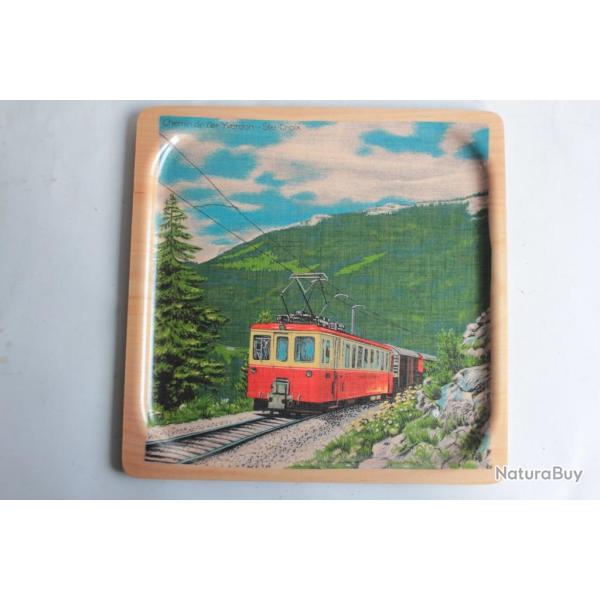 Plateau vintage mlamine Chemin de fer Yverdon Ste Croix Suisse Platex