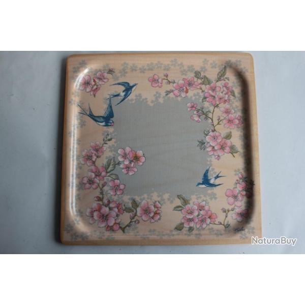 Plateau vintage m�lamine Hirondelles Fleurs de cerisiers Platex