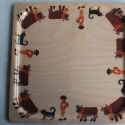 Plateau vintage mélamine Vaches Suisse Platex