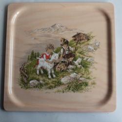 Plateau vintage mélamine Enfants Chèvre Chalet Suisse Platex