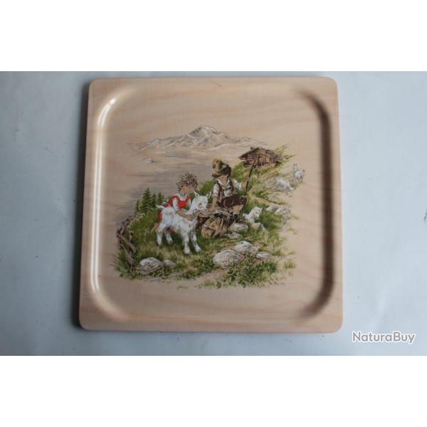 Plateau vintage m�lamine Enfants Ch�vre Chalet Suisse Platex