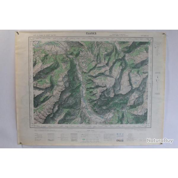 Ancienne Carte IGN Cluses 1/50000 type 1922
