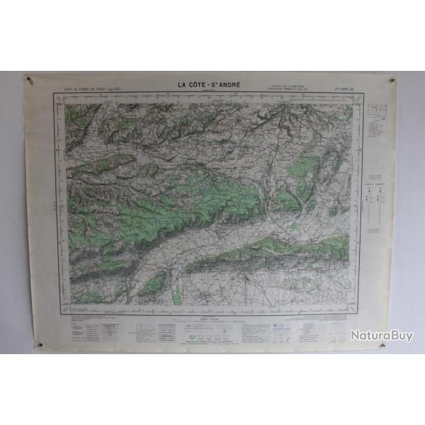 Ancienne Carte IGN La C�te-Saint-Andr� 1/50000 type 1922