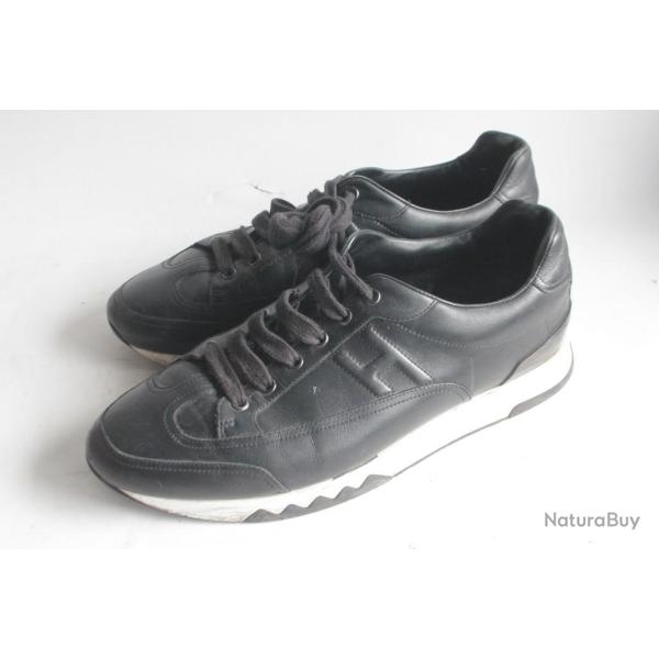 HERMES Chaussures baskets Trail cuir noir homme T43